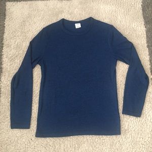 Blue, Crew Neck Long Sleeve
